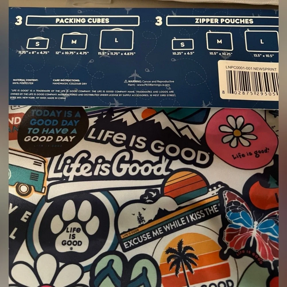 LIFE IS GOOD | 6 PIECE TRAVEL PACKING CUBE SET